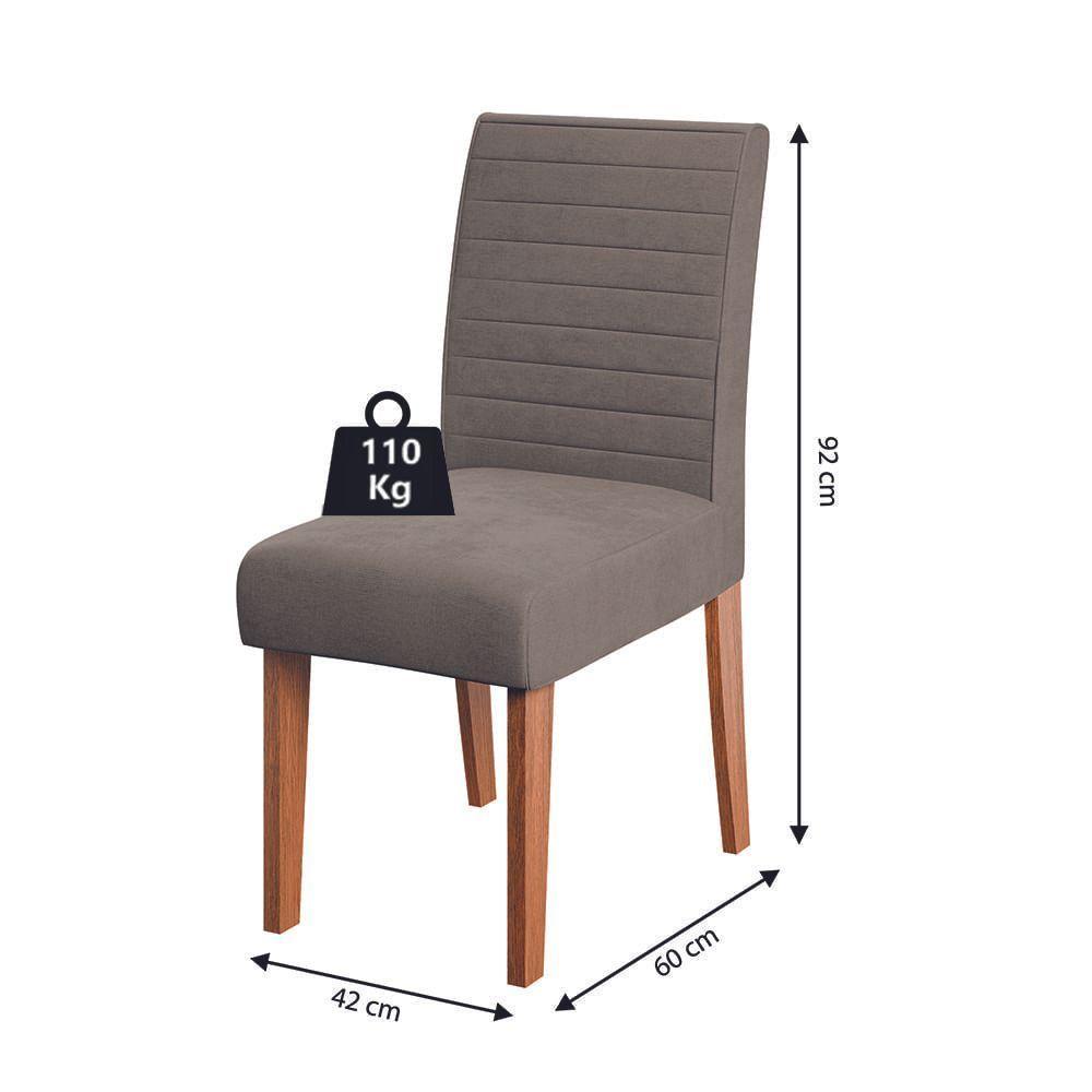 Conjunto De Mesa Sala De Jantar Ripada Tampo Com Vidro Santiago 1,60m 6 Cadeiras Creta Dobuê Madeirado Mascavo - 4