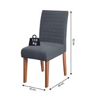 Conjunto De Mesa Sala De Jantar Ripada Tampo Com Vidro Santiago 1,60m 6 Cadeiras Creta Dobuê Madeirado Grafite