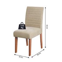 Conjunto De Mesa Sala De Jantar Ripada Tampo Com Vidro Santiago 1,60m 6 Cadeiras Creta Dobuê Madeirado / Bege