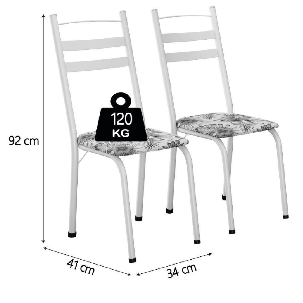 Conjunto De Mesa Sala De Jantar Leia Com 6 Cadeiras Tubular Granito 1,40m Artefamol Branco Flor - 4
