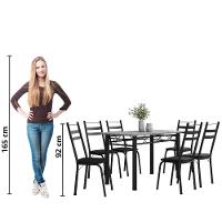 Conjunto De Mesa Sala De Jantar Leia Com 6 Cadeiras Tubular Granito 1,40m Artefamol Preto - 6