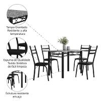 Conjunto De Mesa Sala De Jantar Com 4 Cadeiras Leia Tubular Granito 1,20m Artefamol Preto - 5