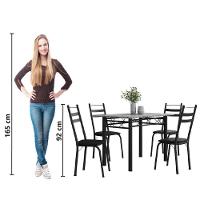 Conjunto De Mesa Sala De Jantar Com 4 Cadeiras Leia Tubular Granito 1,20m Artefamol Preto - 6