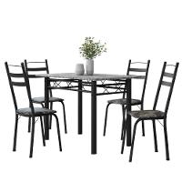Conjunto De Mesa Sala De Jantar Com 4 Cadeiras Leia Tubular Granito 1,20m Artefamol Preto/flor - 1