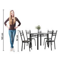 Conjunto De Mesa Sala De Jantar Com 4 Cadeiras Leia Tubular Granito 1,20m Artefamol Preto/flor - 6