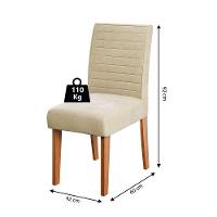 Conjunto De Mesa Sala De Jantar Tampo Com Vidro 1,60m Grécia 6 Cadeiras Creta Dobuê Madeirado / Bege