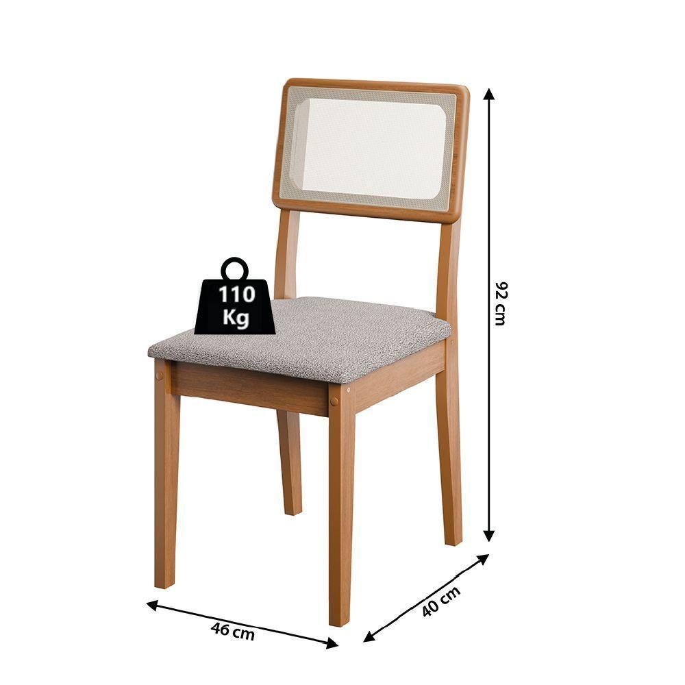 Conjunto De Mesa Sala De Jantar Tampo Com Vidro 1,60m Grécia 6 Cadeiras Santiago Dobuê Madeirado Off White - 4