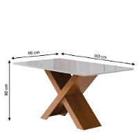 Conjunto De Mesa Sala De Jantar Tampo Com Vidro 1,60m 6 Cadeiras Grécia Dobuê Madeirado/grafite
