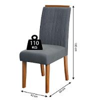 Conjunto De Mesa Sala De Jantar Tampo Com Vidro 1,60m 6 Cadeiras Grécia Dobuê Madeirado/grafite - 5