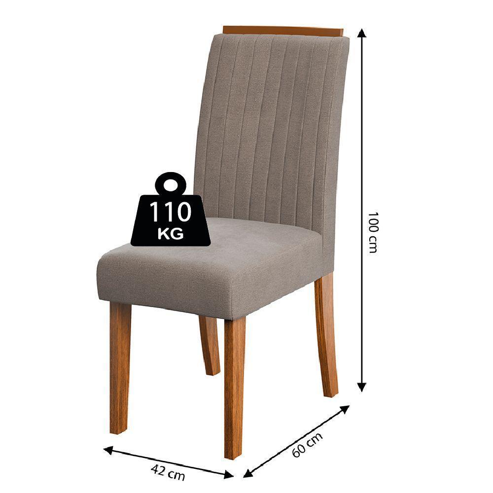 Conjunto De Mesa Sala De Jantar Tampo Com Vidro 1,60m 6 Cadeiras Grécia Dobuê Madeirado/mascavo - 4