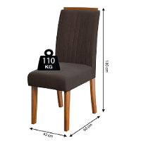 Conjunto De Mesa Sala De Jantar Tampo Com Vidro 1,60m 6 Cadeiras Grécia Dobuê Madeirado/chocolate - 6