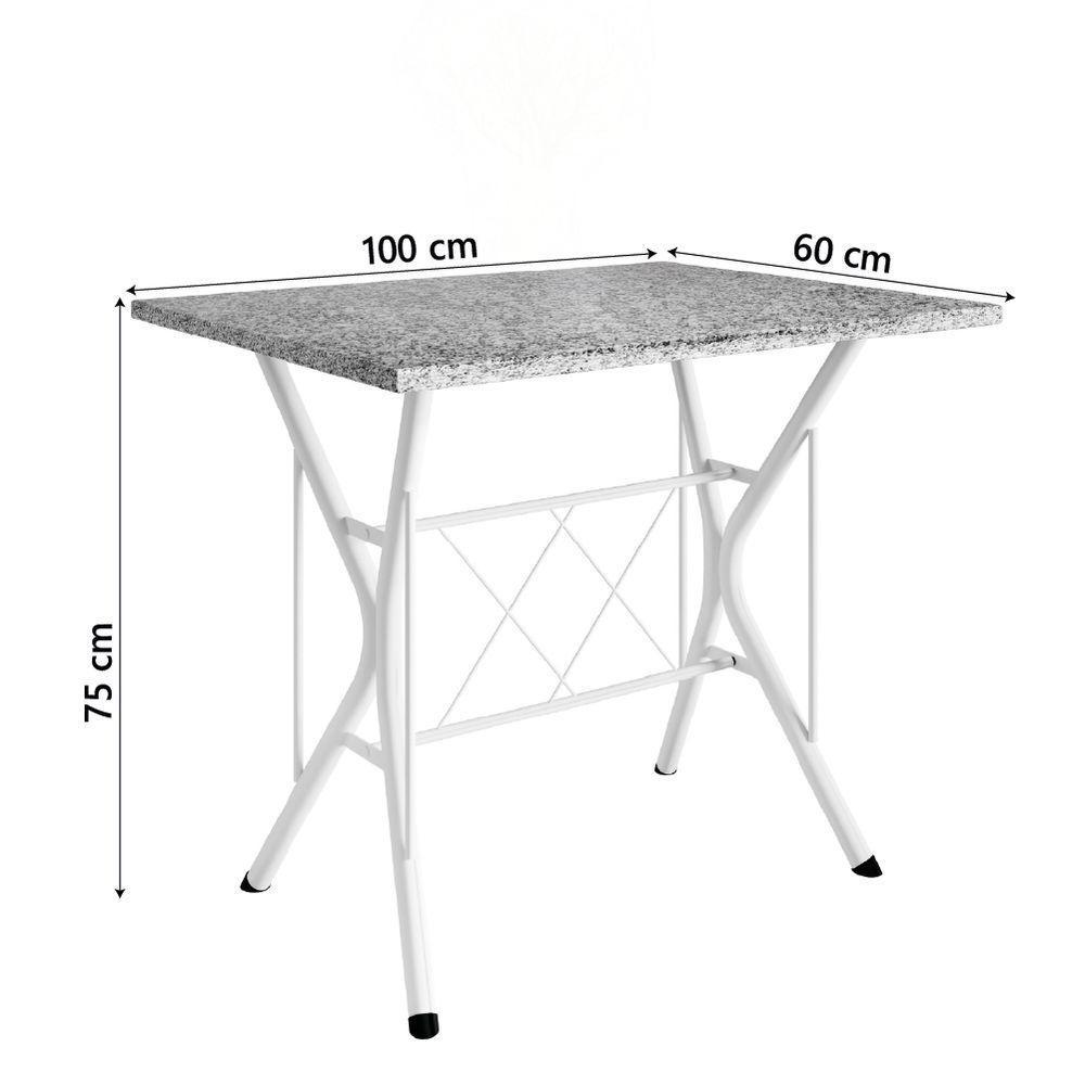 Conjunto De Mesa Sala De Jantar Leia 1m Com 4 Cadeiras Granito Tubular Artefamol Branco / Preto - 3