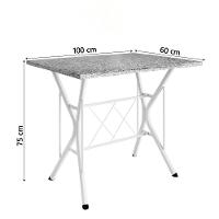 Conjunto De Mesa Sala De Jantar Leia 1m Com 4 Cadeiras Granito Tubular Artefamol Branco / Preto - 3