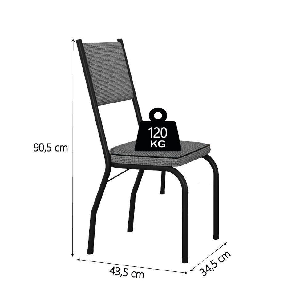 Conjunto Sala De Jantar Mesa Tampo Granito 1,40m Com 6 Cadeiras Diana Artefamol Preto/Platina - 4