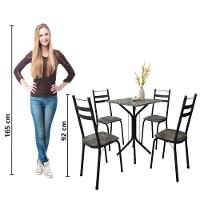 Conjunto De Mesa Sala De Jantar Com 4 Cadeiras Leia Tubular Granito Artefamol Preto/flor - 6