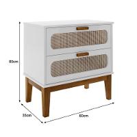 Mesa De Cabeceira Pés Em Madeira Maciça Retrô 60 Cm Palhinha Indiana Santorini Branco - 2