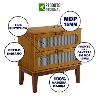 Mesa De Cabeceira 2 Gavetas Santorini Nature 60 Cm Palhinha Indiana - 2