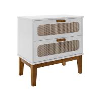 Mesa De Cabeceira Quarto 2 Gavetas Santorini 60 Cm Com Telinha Indiana Branco - 3