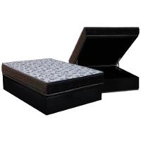 Cama Box Baú Casal: Colchão Anatômico Ortobom D33 / EP ISO 100 Ultra Firme + Base CRC Suede Black(138x188) - 1