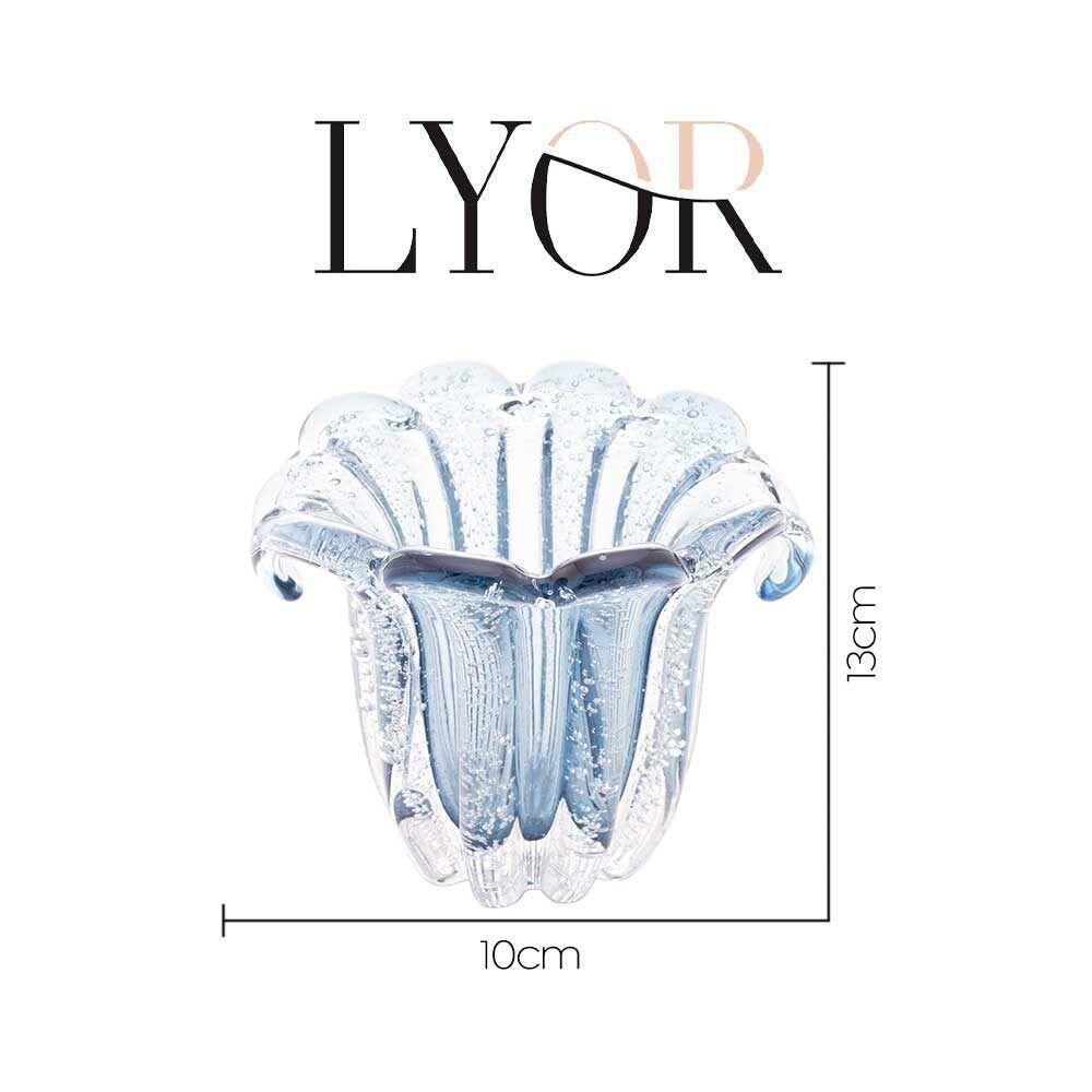 Vaso De Vidro Murano Italy Azul Lyor 13x11x10cm - 4