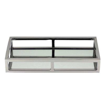 Bandeja Retangular Aço Inox Fundo Com Espelho 30cm
