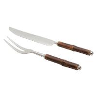 Conjunto 2 Peças Faca E Garfo Aço Inox Para Assado Com Cabo Em Bambu Wolff - 1
