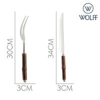 Conjunto 2 Peças Faca E Garfo Aço Inox Para Assado Com Cabo Em Bambu Wolff