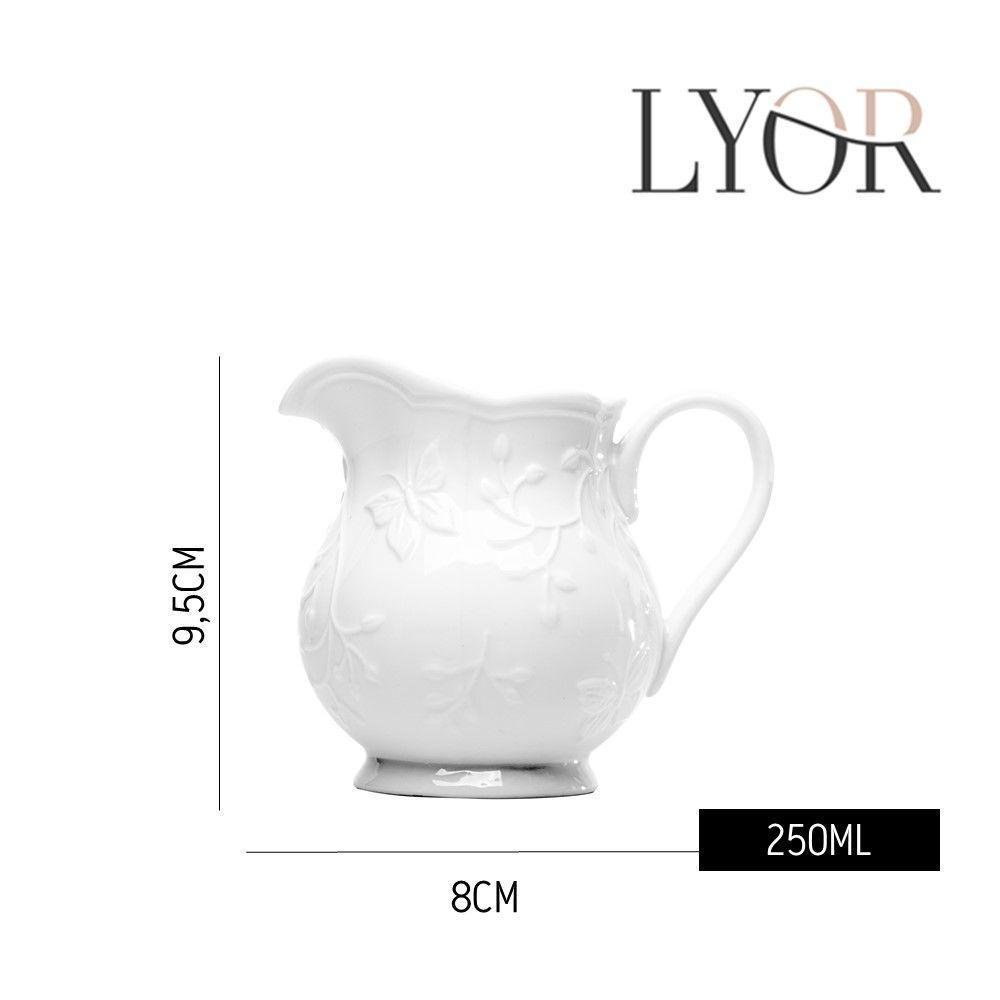 Jarra De Leite Leiteira Porcelana New Bone Butterfly Flower Suco Molhos 250ml Lyor - 3