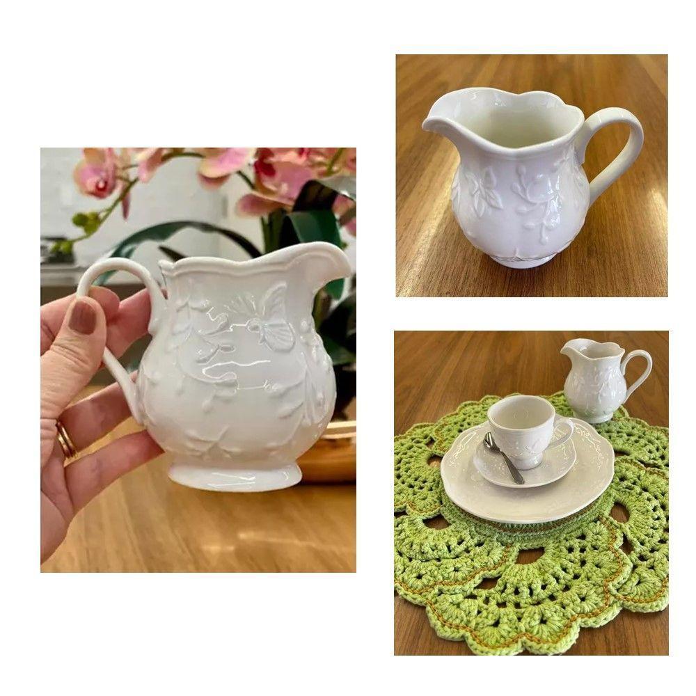 Jarra De Leite Leiteira Porcelana New Bone Butterfly Flower Suco Molhos 250ml Lyor - 4