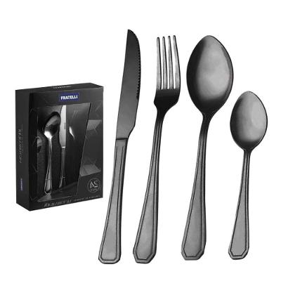 Conjunto Faqueiro 24 Peças Jogo Talheres Preto Victoria Black Fratelli Inox