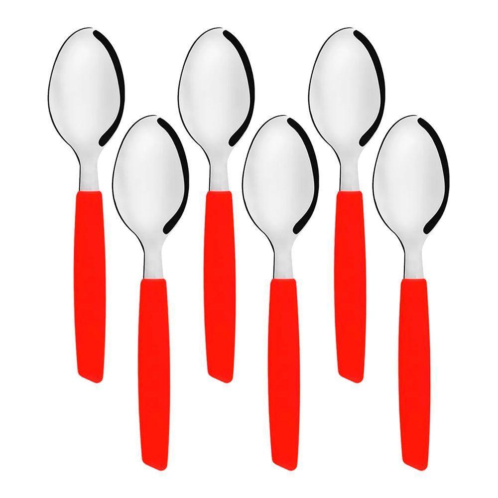 Jogo 6 Colheres De Mesa New Caprese Vermelho Fratelli Inox - 1