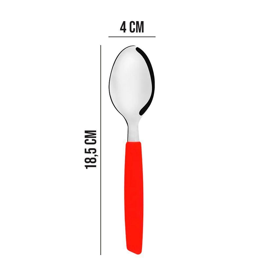 Jogo 6 Colheres De Mesa New Caprese Vermelho Fratelli Inox - 3