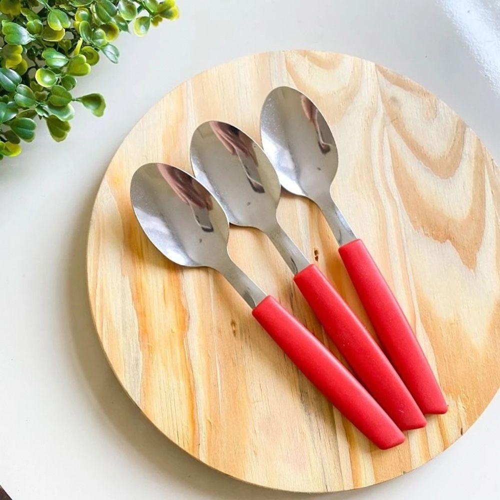 Jogo 6 Colheres De Mesa New Caprese Vermelho Fratelli Inox - 4
