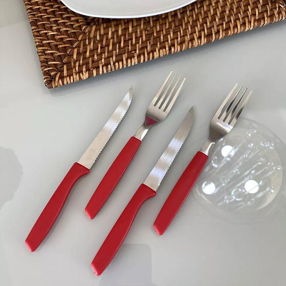 Jogo 6 Colheres De Mesa New Caprese Vermelho Fratelli Inox - 6