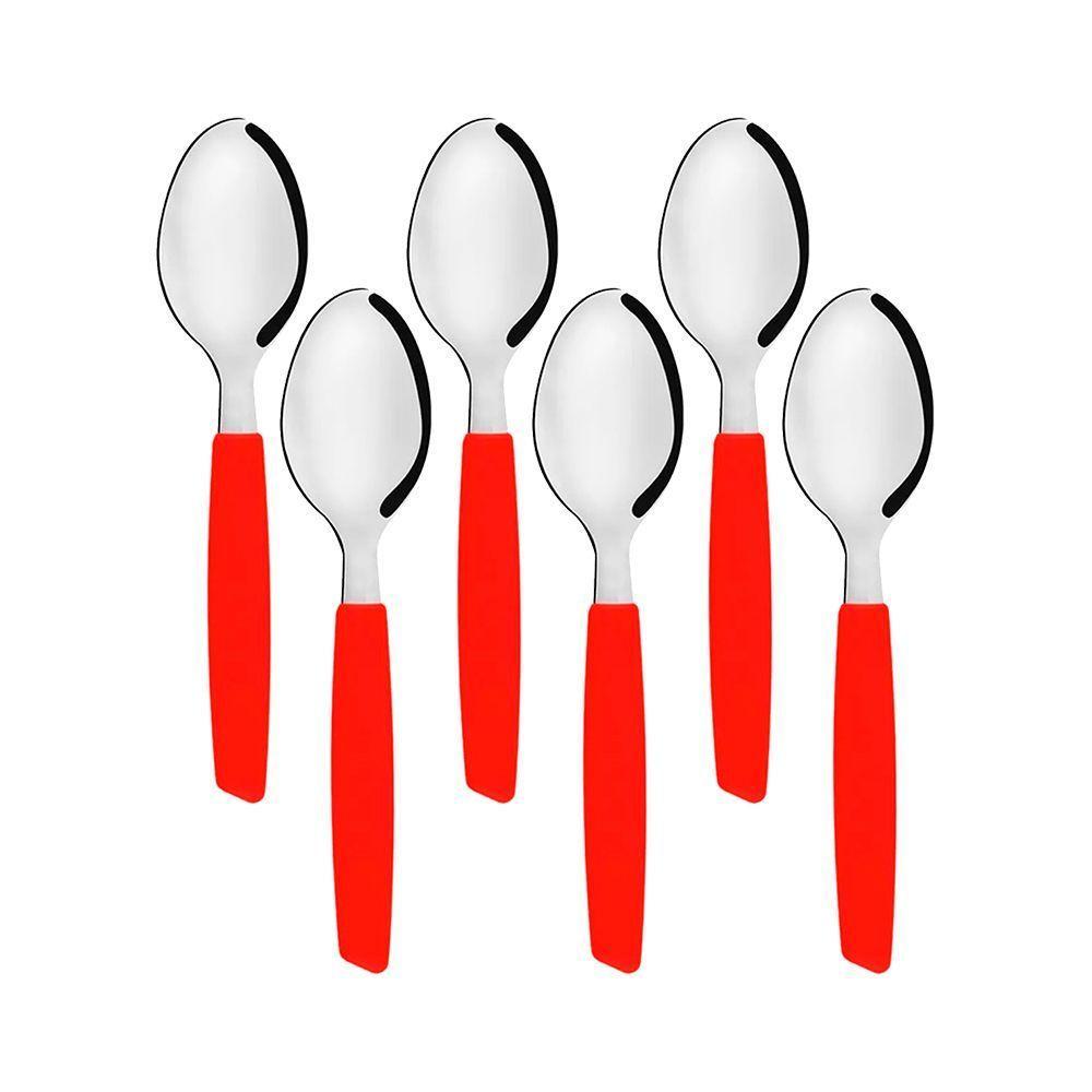 Jogo 6 Colheres De Chá New Caprese Vermelho Fratelli Inox - 1