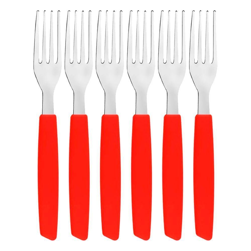 Jogo 6 Garfos De Mesa New Caprese Vermelho Fratelli Inox - 1