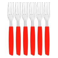 Jogo 6 Garfos De Mesa New Caprese Vermelho Fratelli Inox - 1