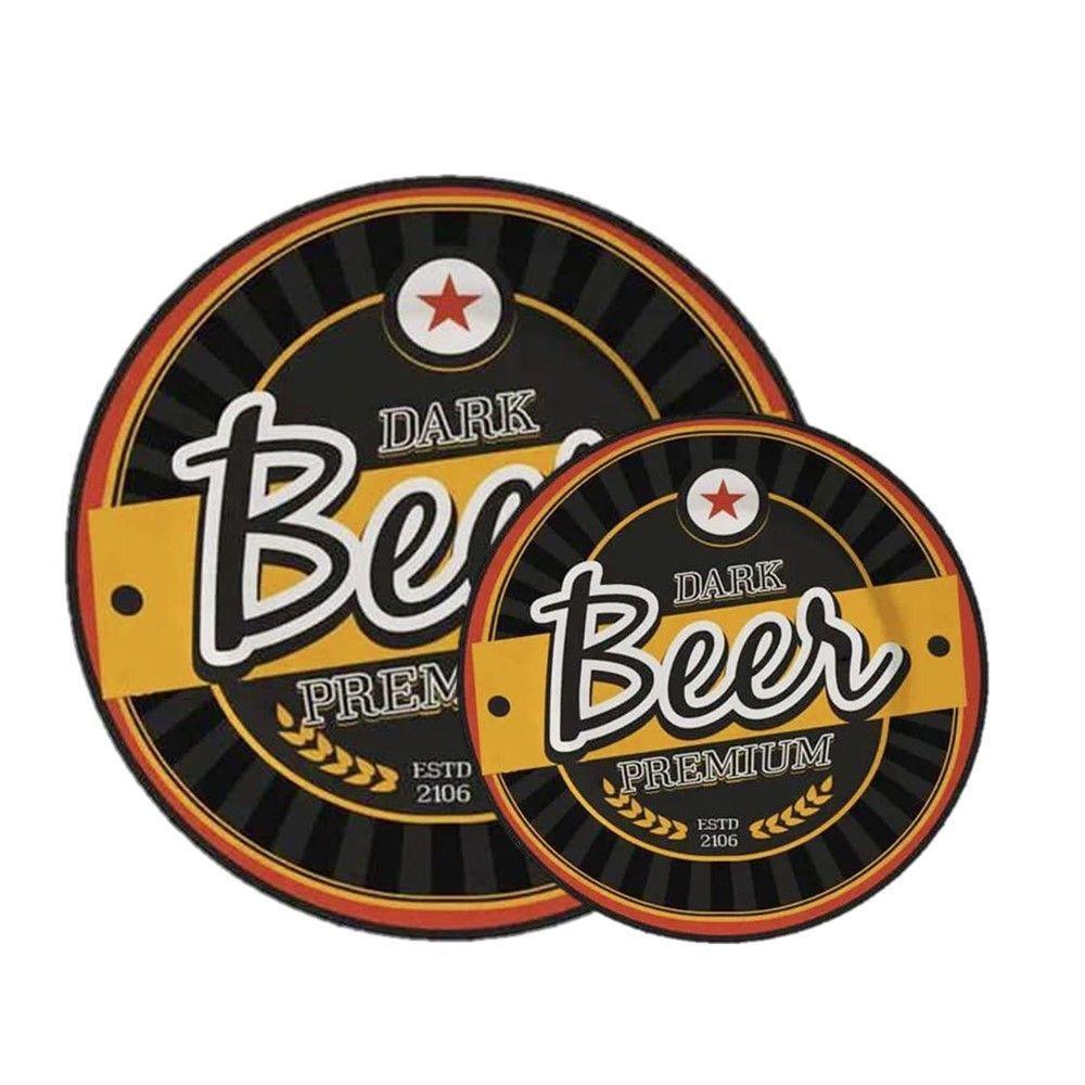 Jogo 2 Pratos Rasos + 2 Pratos Sobremesa Cerâmica Alleanza Beer Cerveja Happy Hour2ª Linha - 1