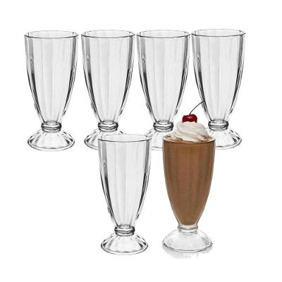 Jogo 6 Copo De Milk Shake Taça De Vidro Transparente Sorveteria 380ml Lyor