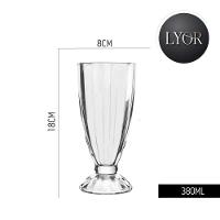 Jogo 4 Copo De Milk Shake Taça De Vidro Transparente Sorveteria 380ml Lyor - 7