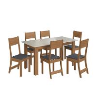 Conjunto Sala De Jantar Fidelitá Veneza Com 6 Cadeiras Freijó/off-white Assento Grafite