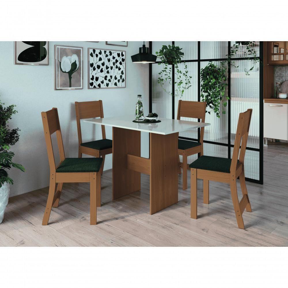 Conjunto Sala De Jantar Fidelitá Siena Com 4 Cadeiras Freijó/off-white Assento Preto - 1