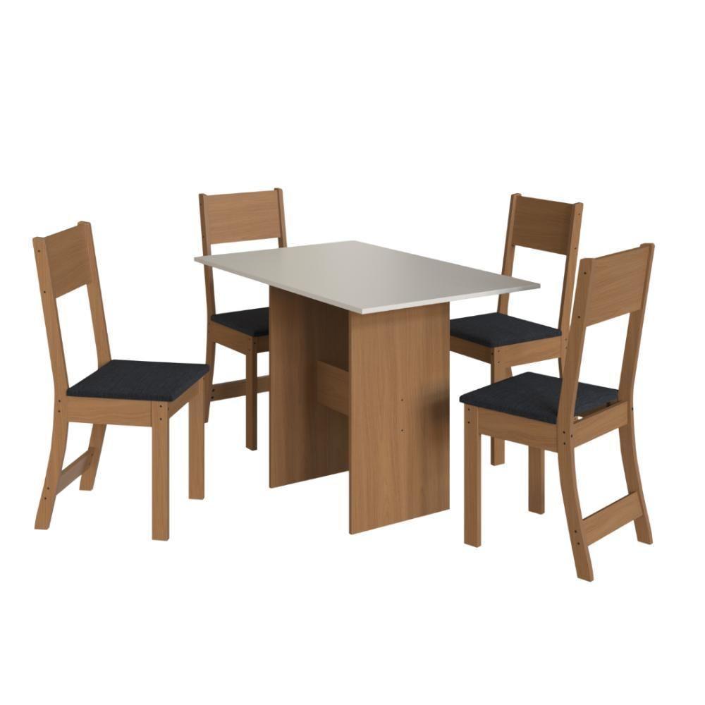 Conjunto Sala De Jantar Fidelitá Siena Com 4 Cadeiras Freijó/off-white Assento Preto - 2