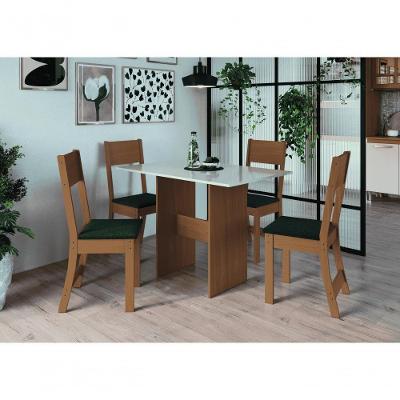 Conjunto Sala De Jantar Fidelitá Siena Com 4 Cadeiras Freijó/off-white Assento Preto