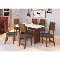 Conjunto Sala De Jantar Fidelitá Atenas 150cm Com 6 Cadeiras Noce/off-white Assento Grafite - 1