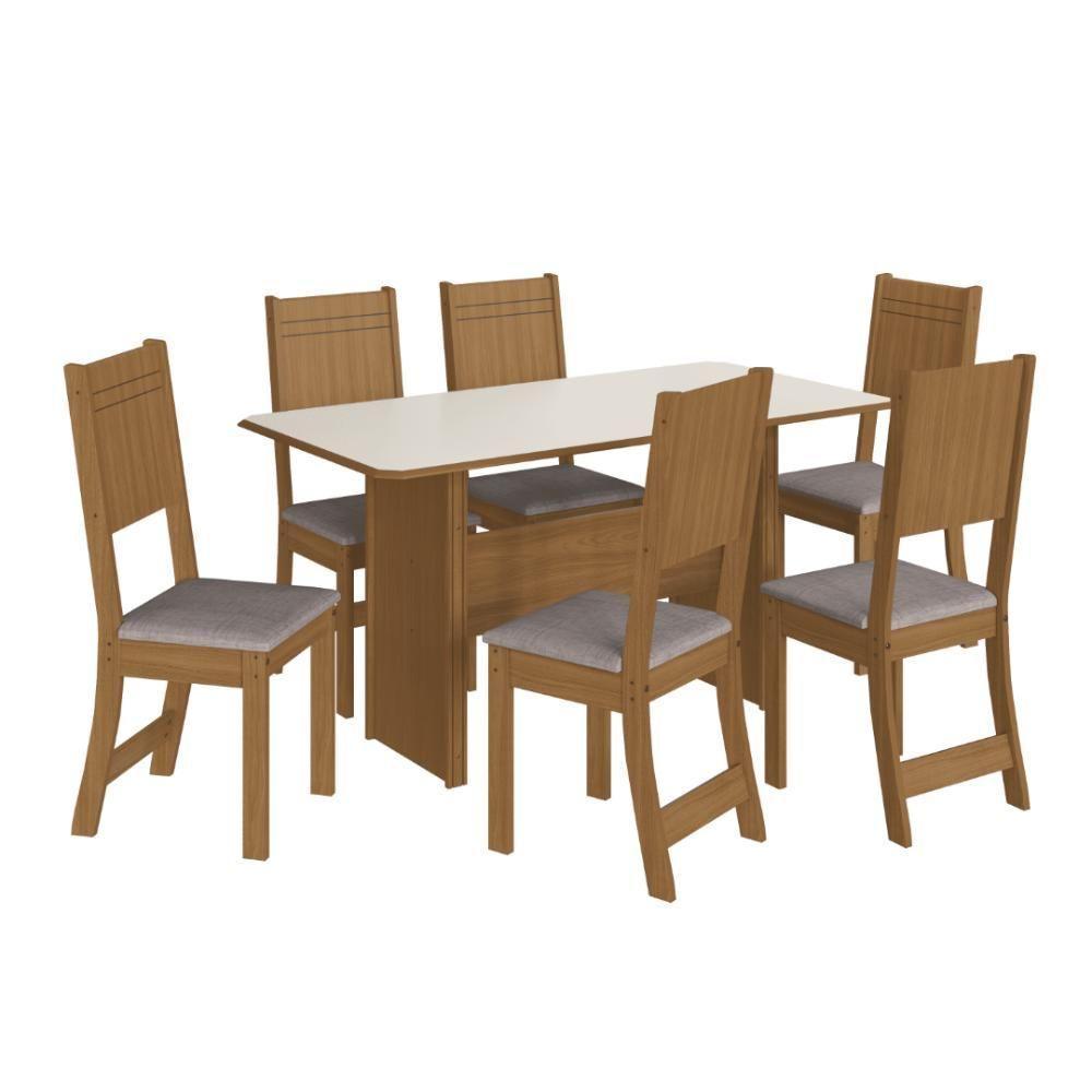 Conjunto Sala De Jantar Fidelitá Atenas 150cm Com 6 Cadeiras Freijó/off-white Assento Linho - 2