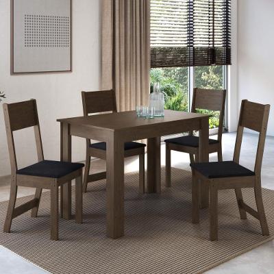 Conjunto Sala De Jantar Fidelitá Veneza Com 4 Cadeiras Noce/off-white Assento Preto