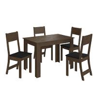 Conjunto Sala De Jantar Fidelitá Veneza Com 4 Cadeiras Noce/off-white Assento Preto - 7