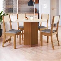 Conjunto Sala De Jantar Fidelitá Roma Com 4 Cadeiras Freijó/off-white/linho - 1