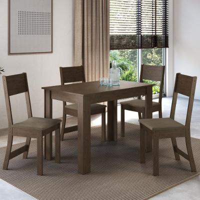 Conjunto Sala De Jantar Fidelitá Veneza Com 4 Cadeiras Noce/off-white Assento Cacau